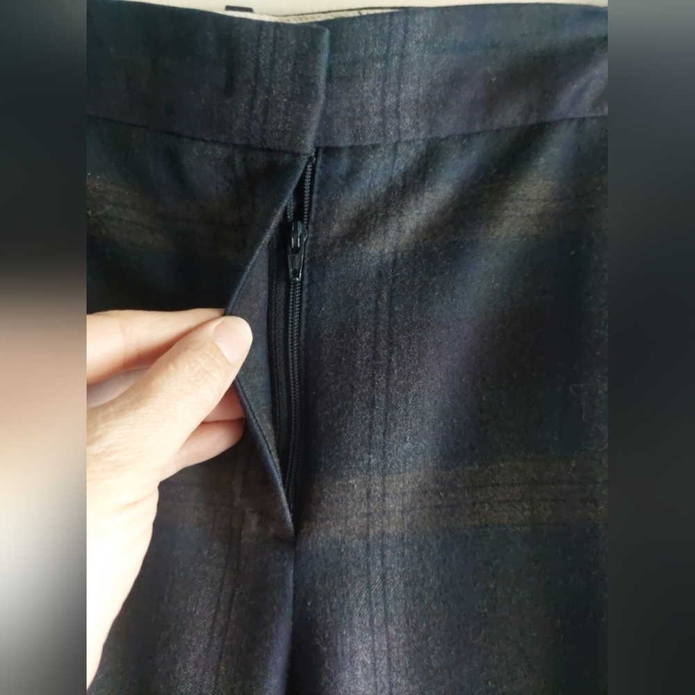Jigsaw Wool Pant Navy Plaid Cuffed Uk 16 Us 12 Preppy Nwot — image 4 of 8